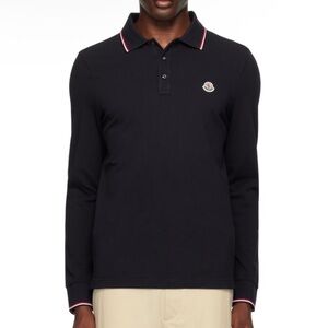Moncler Long Sleeve Polo (Navy)